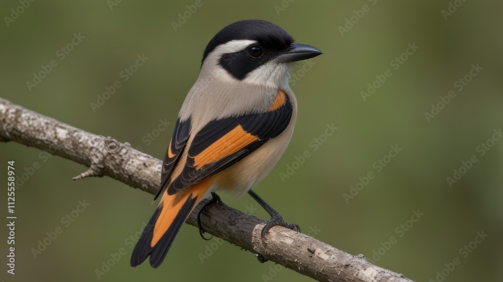 Small bird perched on a branch, displaying varied plumage. Small bird perched on a branch, displaying varied plumage.
