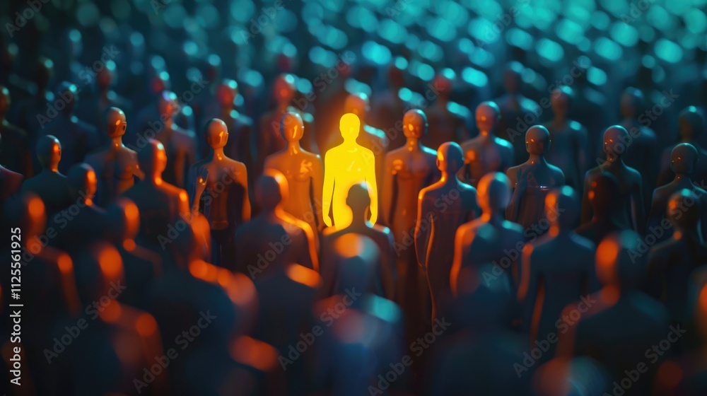 Obraz premium Group of people standing at a yellow traffic light, ready to cross the road
