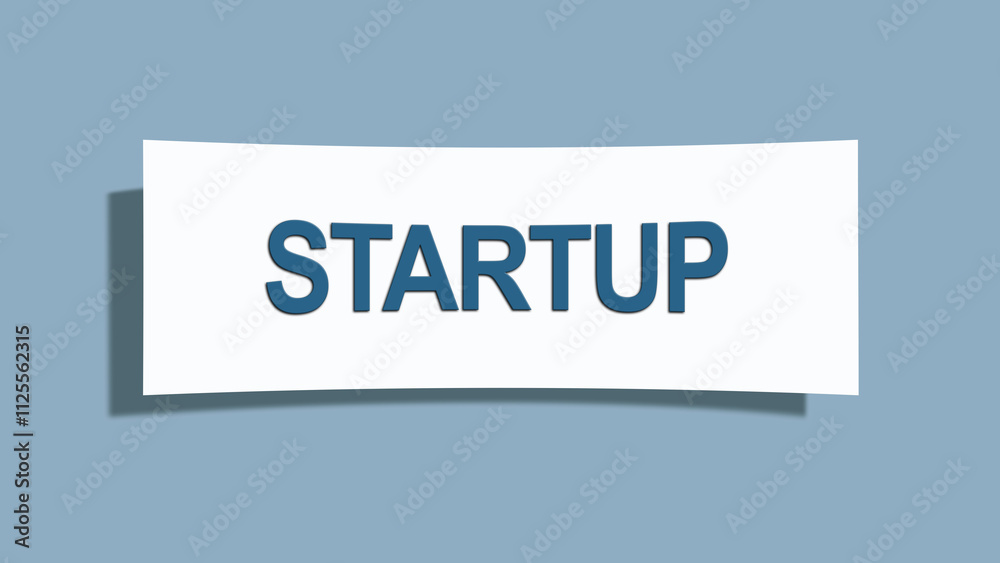 Startup. A card isolated on blue background. Startup. A card isolated on blue background.