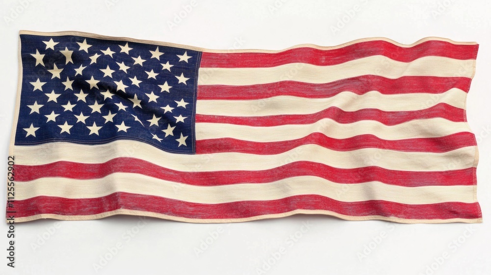 Obraz premium A close-up of the American flag on a plain white surface, ideal for patriotic events or everyday displays