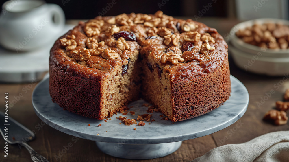 Spiced plum and walnut cake. Spiced plum and walnut cake.