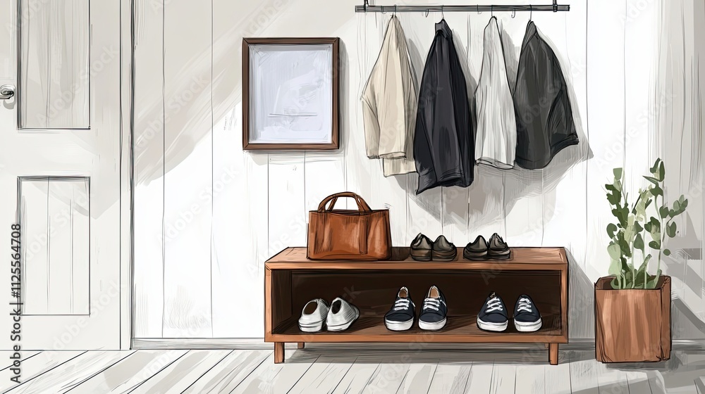 Stylish Entryway With Coats Shoes And Accessories Stylish Entryway With Coats Shoes And Accessories