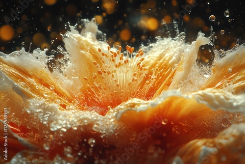 Fresh orange with dew drops, great for food or beverage photography photo