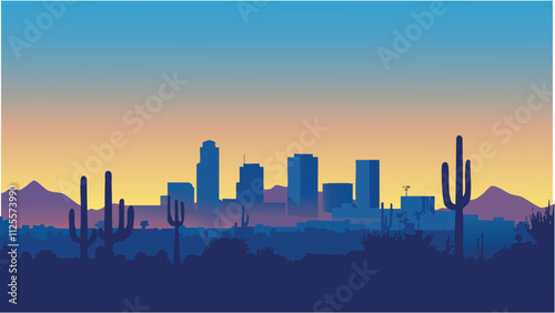 Sunset Over Tucson- A Desert Cityscape.eps