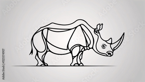 Artistic Rhinoceros Horn Line Art Logo for Branding and Signage photo