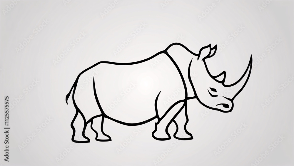 Obraz premium High-Impact Rhinoceros Horn Line Art Logo for Creative Companies