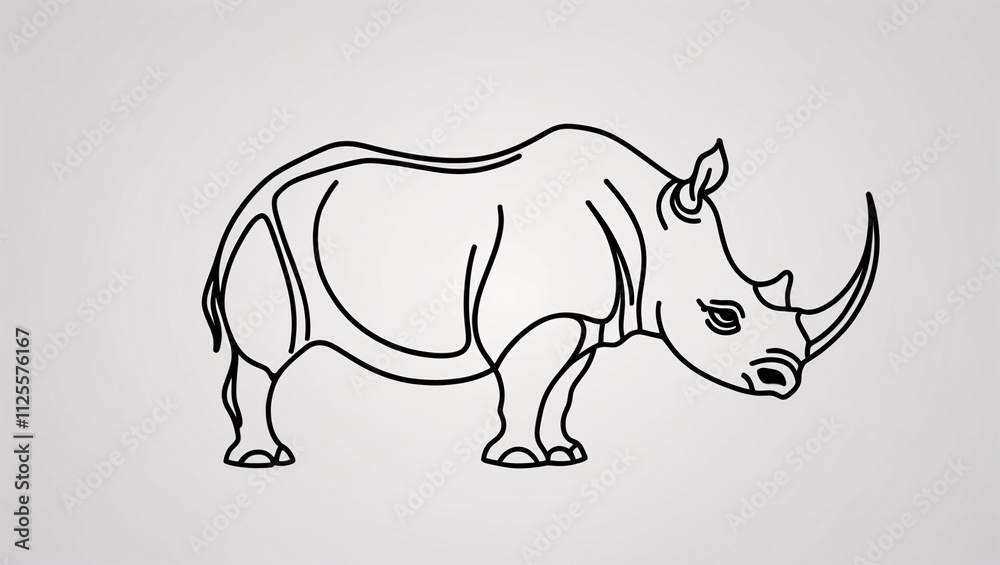 Fototapeta premium Premium Rhinoceros with Horn Line Art Logo for Modern Businesses