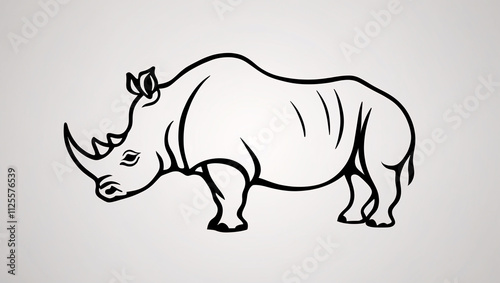 Trendy Rhinoceros Line Art Logo Featuring Strong Horn Design photo