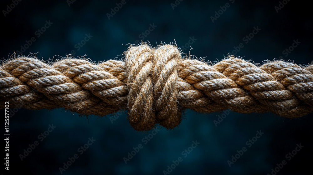 close-up of a fraying rope breaking in the middle, held tightly by two opposing hands. Symbolizes conflict, tension, division, struggle, resilience, or the breaking point in relationships close-up of a fraying rope breaking in the middle, held tightly by two opposing hands. Symbolizes conflict, tension, division, struggle, resilience, or the breaking point in relationships