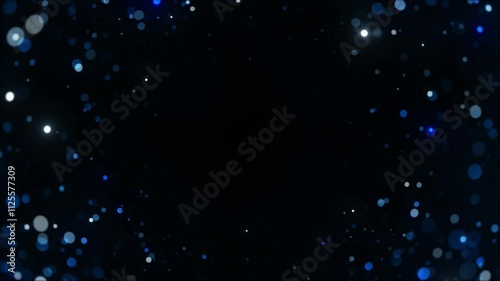 Festive blue bokeh lights shimmering on dark background