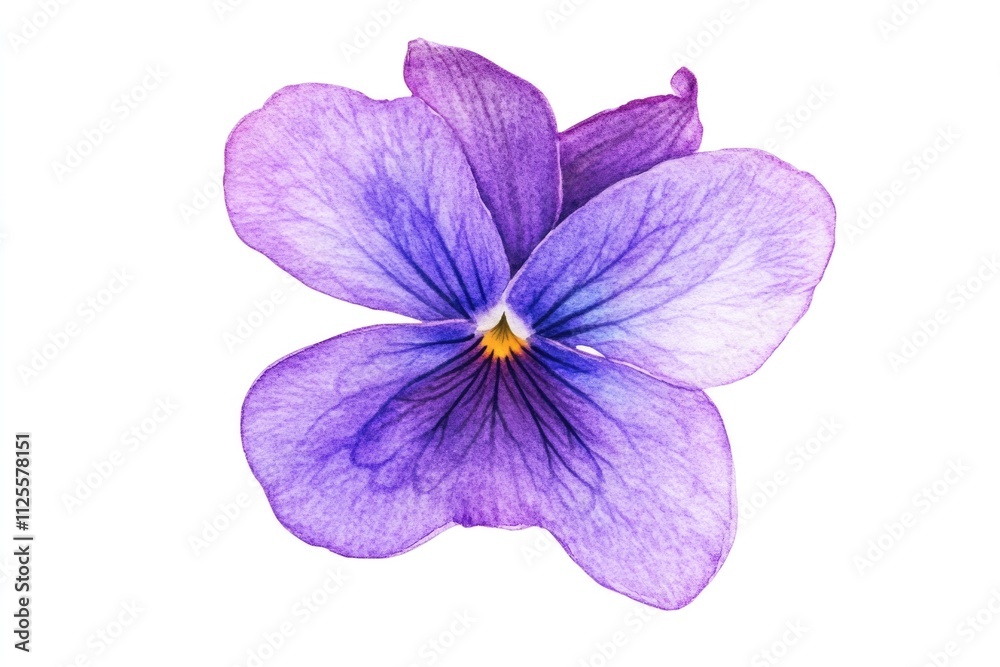 Fototapeta premium A close-up shot of a purple flower on a white background, perfect for use in designs and layouts where a pop of color is needed