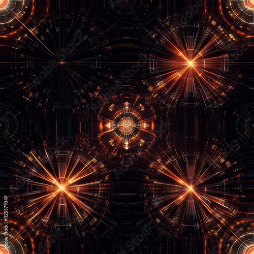 Bright Fractal Star Pattern Illustration for Backdrop Design