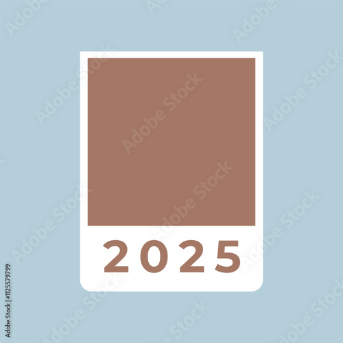 Mocha mousse color of the Year 2025 concept. Trendy abstract design with square frame on gray background. Brown tone, soft chocolate, coffee color. Vector illustration