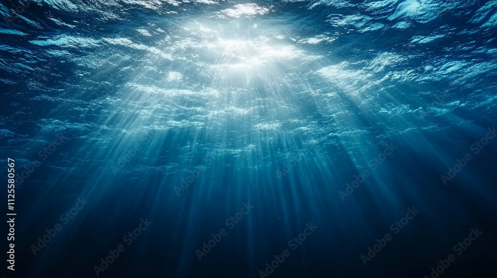 mesmerizing underwater scene showcasing the vastness of the deep sea. The sunlight pierces the azure abyss, symbolizing hope, mystery, and the unknown in a serene aquatic realm mesmerizing underwater scene showcasing the vastness of the deep sea. The sunlight pierces the azure abyss, symbolizing hope, mystery, and the unknown in a serene aquatic realm