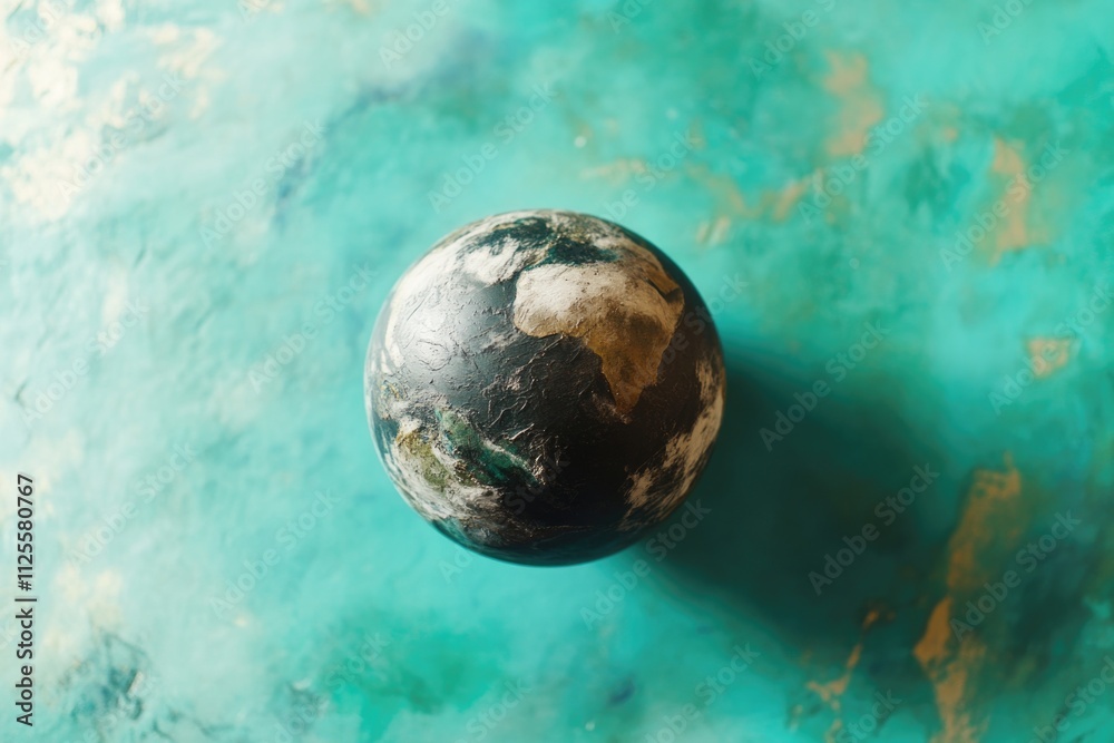 A single ball sitting on a flat surface, ideal for use in still life photography or as a prop in various settings A single ball sitting on a flat surface, ideal for use in still life photography or as a prop in various settings