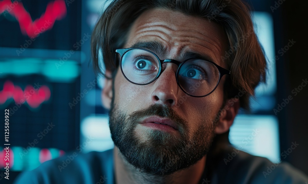 financial downturn concept with a businessman looking worriedly at a falling stock graph financial downturn concept with a businessman looking worriedly at a falling stock graph