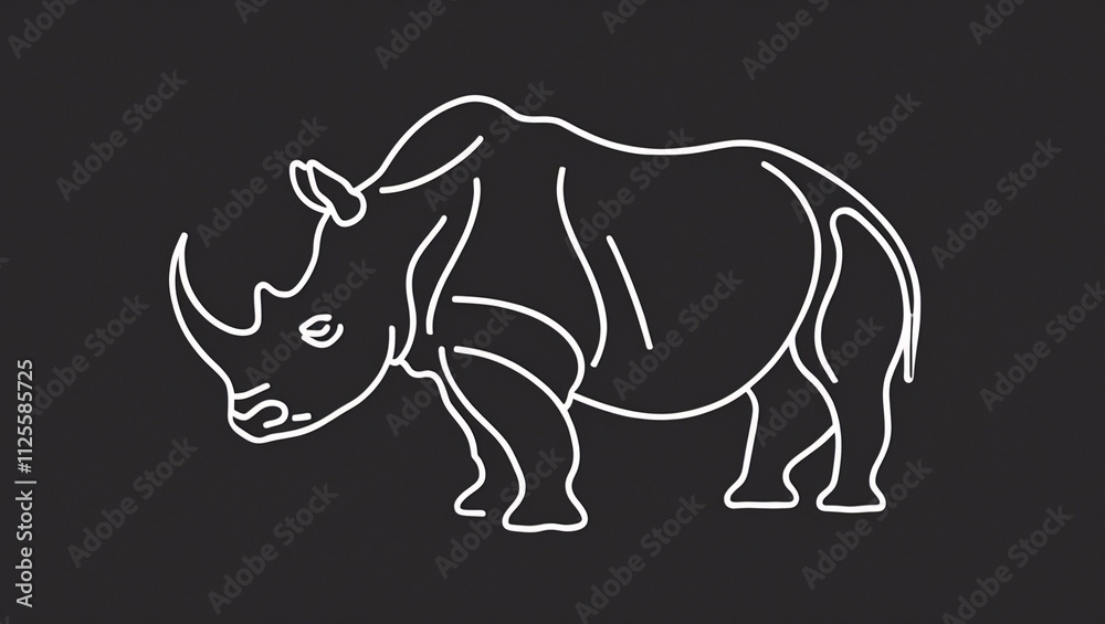 Fototapeta premium Bold Black Rhinoceros Horn Line Art Logo for Exceptional Business Identity
