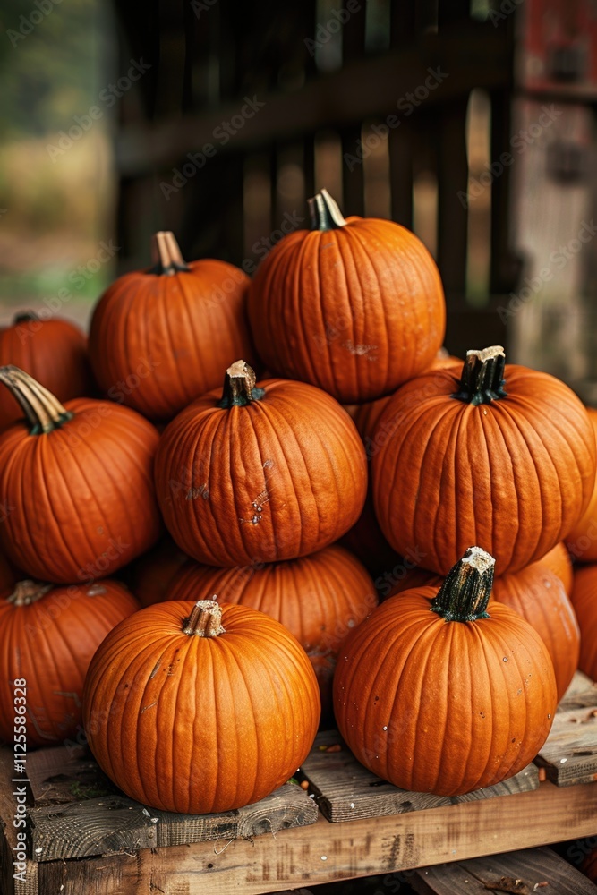 A collection of pumpkins sits atop a wooden crate, ready for decoration or display A collection of pumpkins sits atop a wooden crate, ready for decoration or display