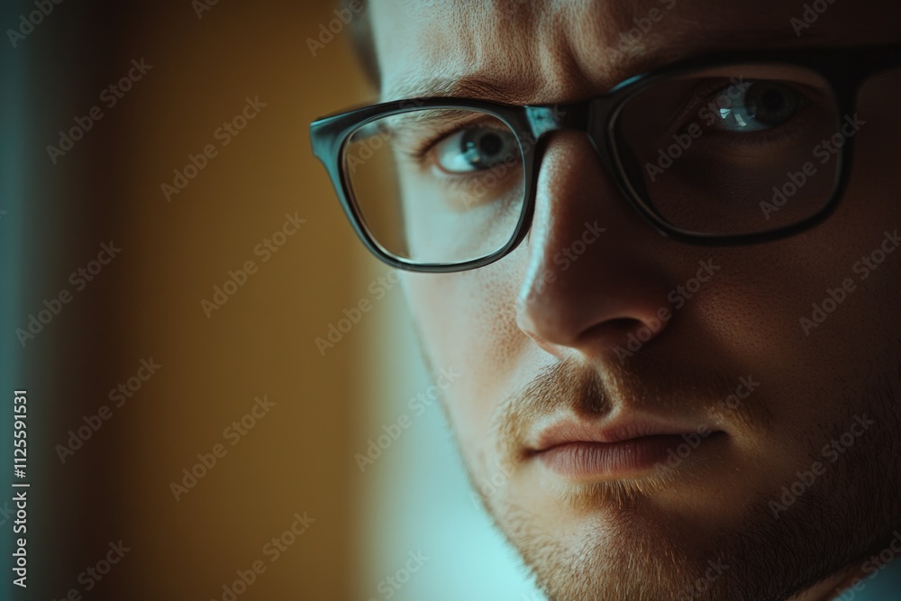 A person with glasses photographed from a close distance A person with glasses photographed from a close distance