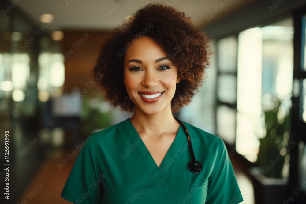 Portrait of a smiling female African American medical physician Portrait of a smiling female African American medical physician