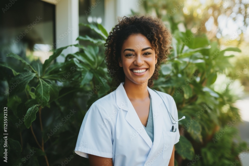Portrait of a smiling female African American medical physician Portrait of a smiling female African American medical physician
