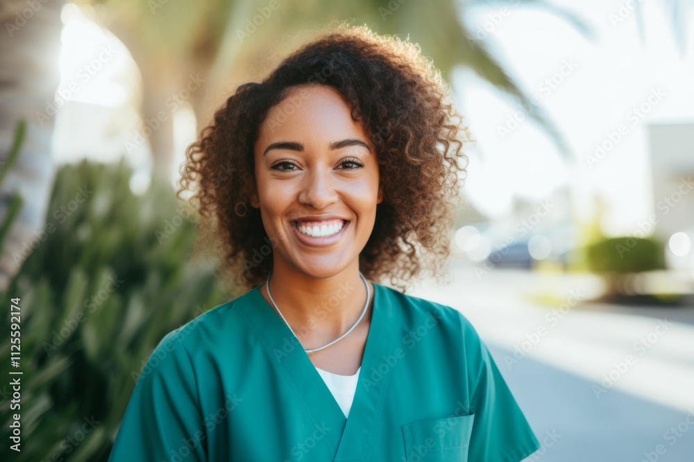 Portrait of a smiling female African American medical physician Portrait of a smiling female African American medical physician