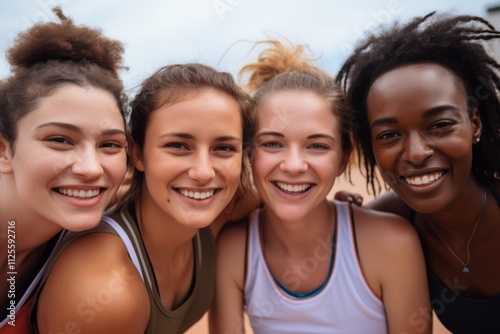 Portrait of a young female basketball team