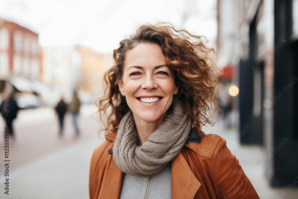 Portrait of a smiling middle aged American woman in city Portrait of a smiling middle aged American woman in city
