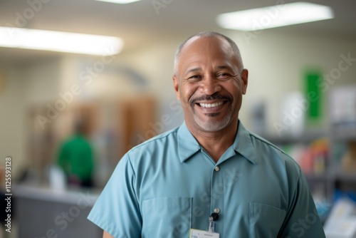 Portrait of a smiling African American school janitor