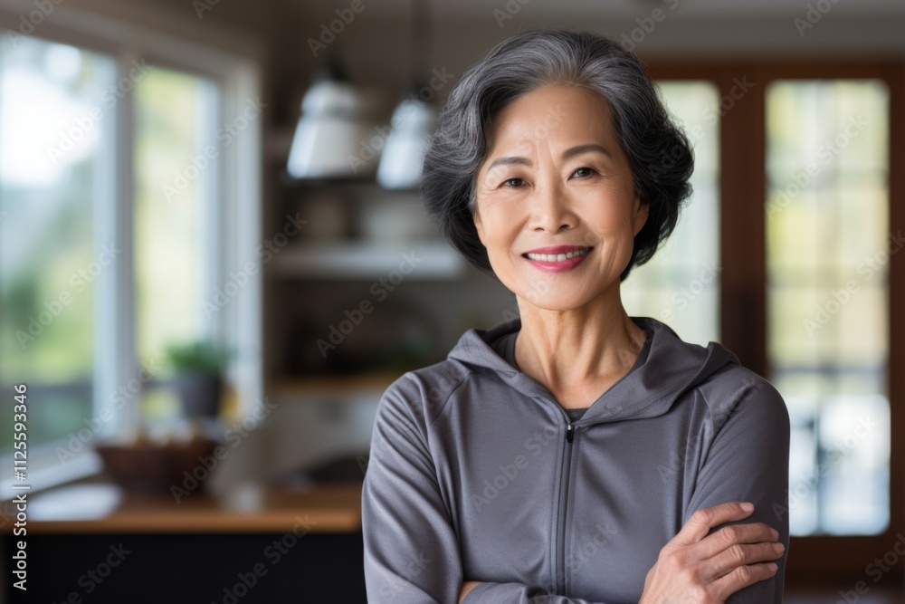 Portrait of a body positive active senior Asian woman Portrait of a body positive active senior Asian woman