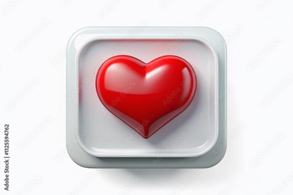 A 3D vector icon featuring a romantic message dialog button with a red heart. Isolated on white, it's ideal for love, relationships, and digital communication themes. A 3D vector icon featuring a romantic message dialog button with a red heart. Isolated on white, it's ideal for love, relationships, and digital communication themes.