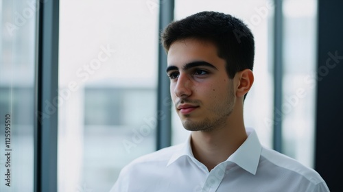 Man wearing a white shirt and a black tie