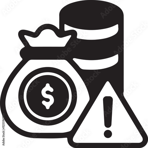 An illustration of an icon featuring a warning symbol with a money bag, indicating the availability of money