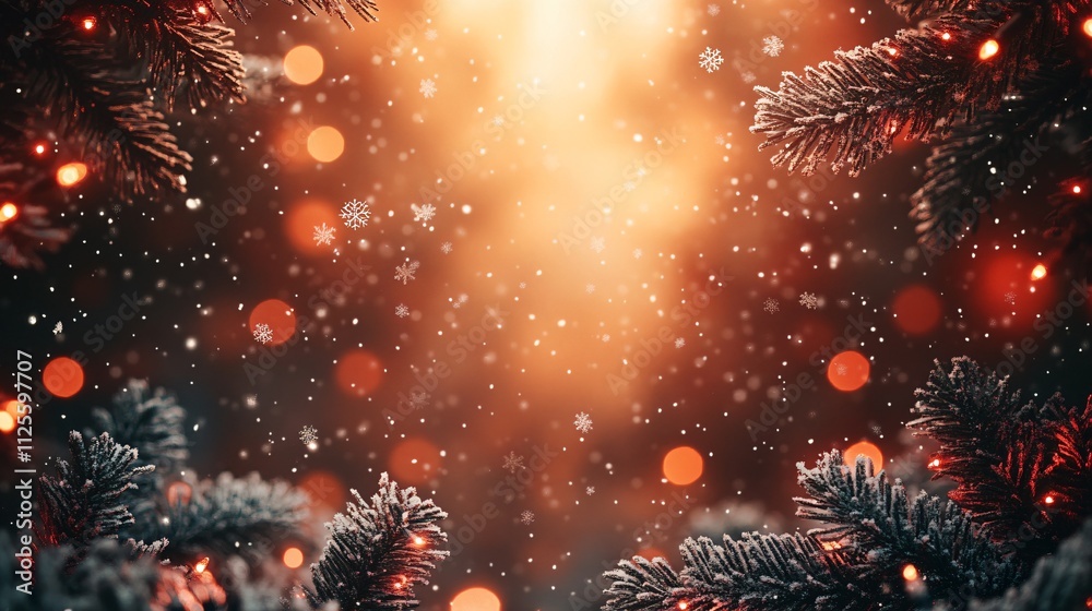 Red glowing Christmas frame background with flakes Red glowing Christmas frame background with flakes