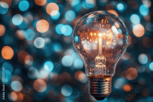 A single light bulb sitting on a table