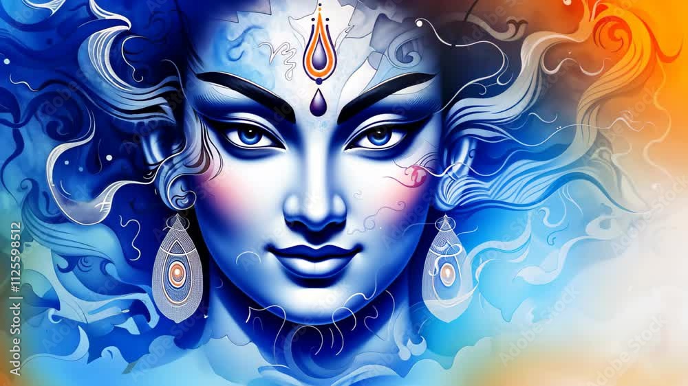 Stunning watercolor portrait of Goddess Durga for Chaitra Navratri celebration.