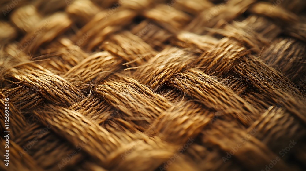 Closeup view of brown woven rope texture showing natural fiber detail with a rustic and organic feel Closeup view of brown woven rope texture showing natural fiber detail with a rustic and organic feel