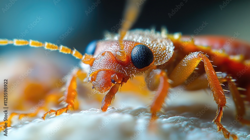A close-up shot of a small bug sitting on a piece of cloth A close-up shot of a small bug sitting on a piece of cloth
