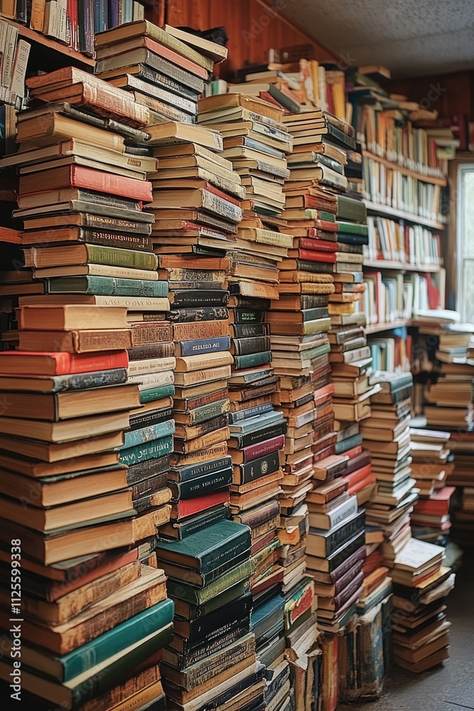 A large collection of books on shelves in a quiet library setting A large collection of books on shelves in a quiet library setting