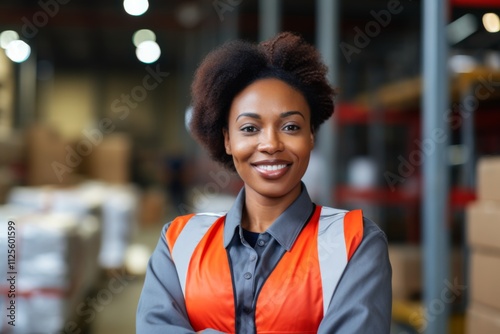 Portrait of a smiling African American female worker at factory