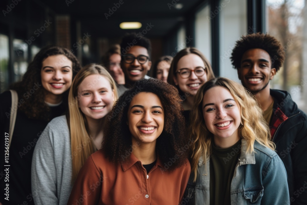 Portrait of a smiling diverse group of students on campus Portrait of a smiling diverse group of students on campus