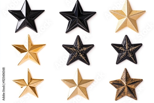 A collection of stars in different sizes on a white surface, perfect for use in educational or artistic contexts