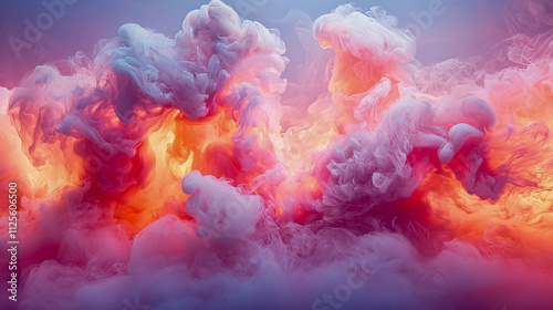 Vivid abstract clouds in vibrant pink and orange hues