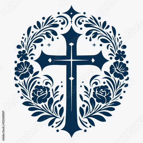 Christian Cross Vector Symbols in Flat Style, Collection of Diverse Cross Icons