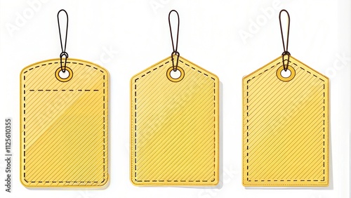 Vector empty price tags. Yellow price tags png. Template of price tags, labels, tags png. Paper discounts on an isolated transparent background..jpg photo