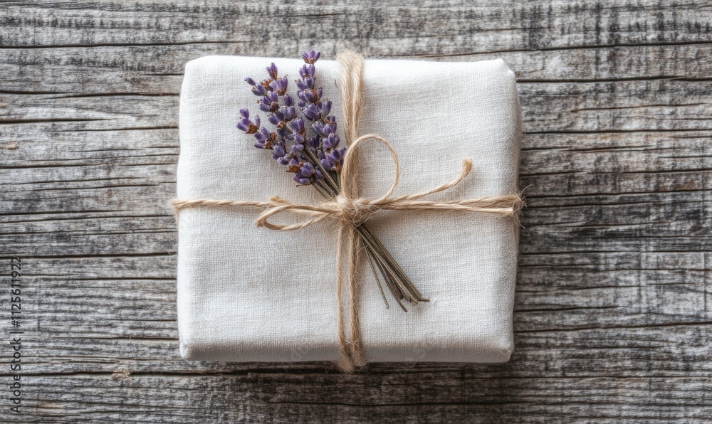 A white box with a purple flower on top of it A white box with a purple flower on top of it