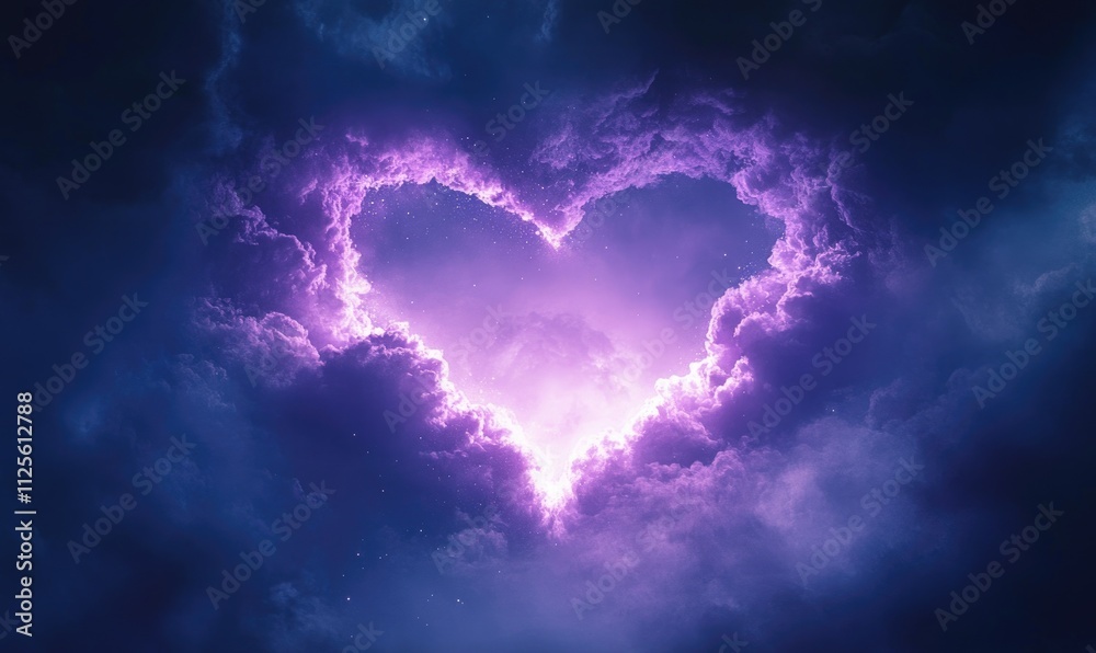 A heart shaped cloud with purple and blue colors A heart shaped cloud with purple and blue colors