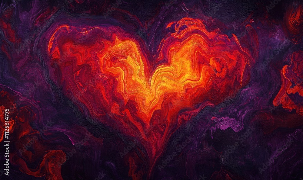 Fototapeta premium A heart made of fire and purple