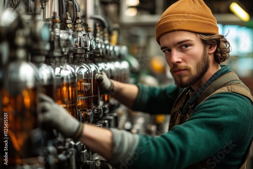 Wallpaper Mural A close-up portrait of a focused technician adjusting components of a hydrogen fuel cell system. Torontodigital.ca