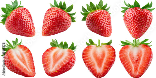 Fresh Strawberry Isolated on White Background Full Depth of Field and Perfect Clipping Path for Packaging